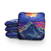 National park cornhole bags beside a regulation board with mountain, canyon and forest designs
